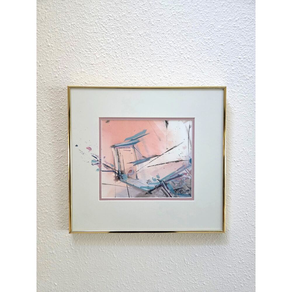 Mary Endico Original Abstract Watercolor Painting 16x15 Signed Gold Frame